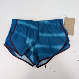 Nike Girls XS Dri-Fit Tempo Shorts - Green Abyss (Blue/Burgundy)